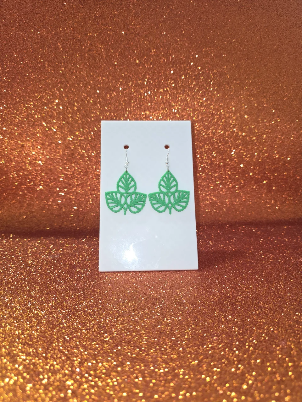 Trio of leaves earrings view 2