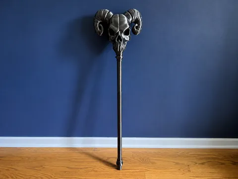 Adorno temático: Skeleton Skull Staff | Halloween LARP Cosplay Prop — referencia de MakerWorld