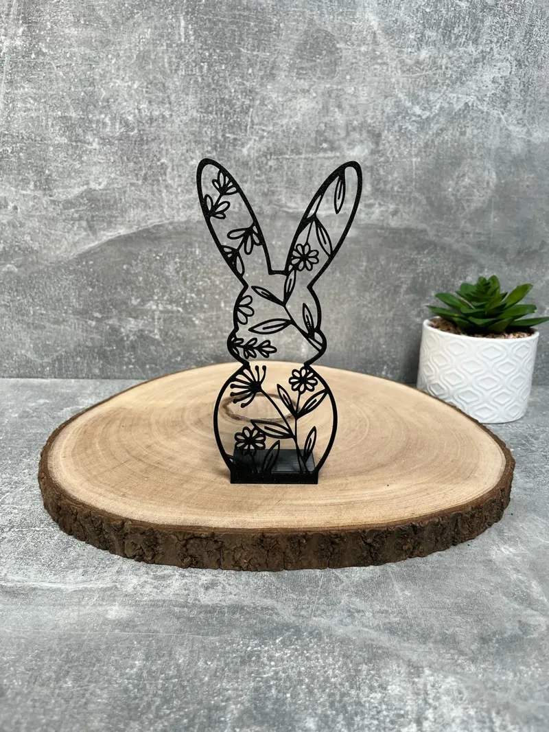 Floral/Flower Bunny / Rabbit Decoration With Stand