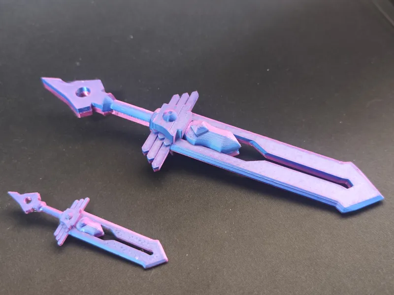 Stylized sword keychain and figure