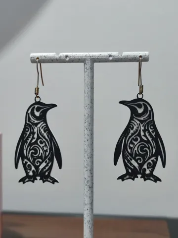 Pendientes: Aretes Pingüino Tribal — vista de referencia 4