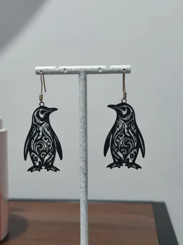 Pendientes: Aretes Pingüino Tribal — vista de referencia 3