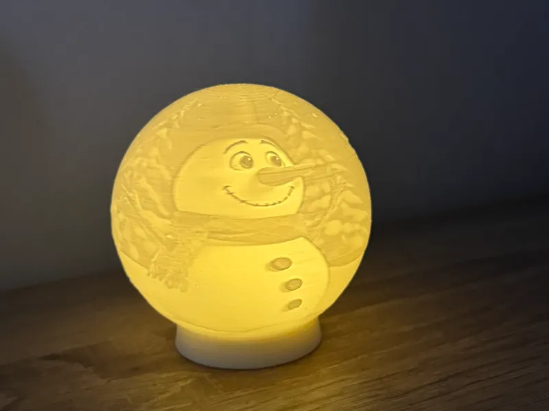 Christmas lithophane ball snowman with reindeer