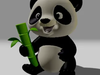 cute panda holding Bamboo