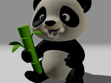 cute panda holding Bamboo