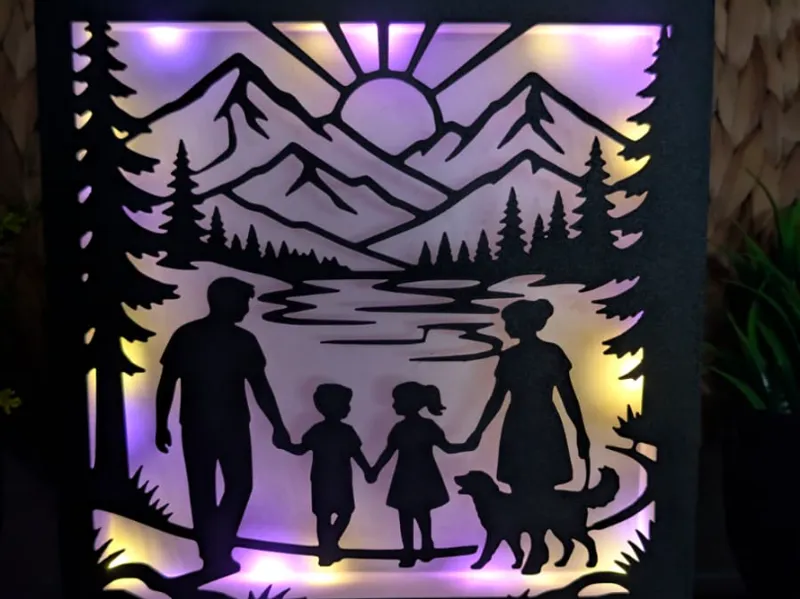 Family Mountain Walk - Modular Light Box Insert