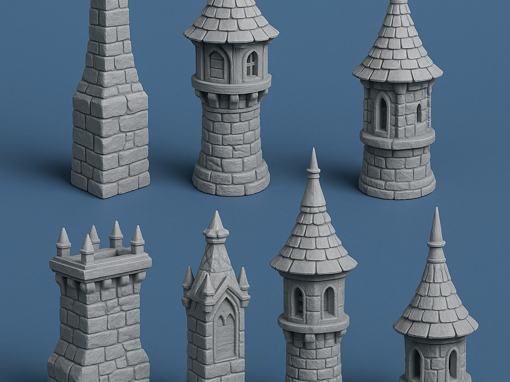 Medieval Tower Tops & Turret Set – Modular Castle