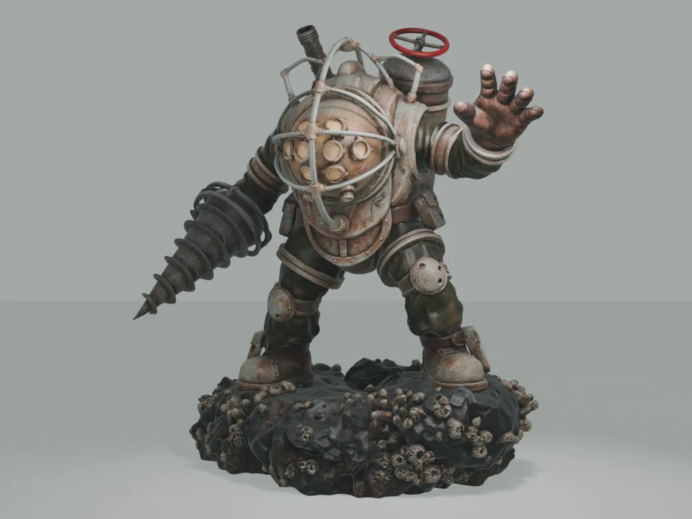 Escenografía en miniatura: Big Daddy - BioShock Diorama. Referencia del modelo original.