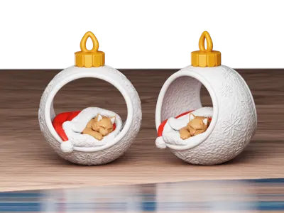 Christmas Bauble Sleeping Cat 2025
