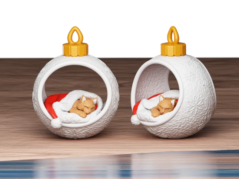 Christmas Bauble Sleeping Cat 2025