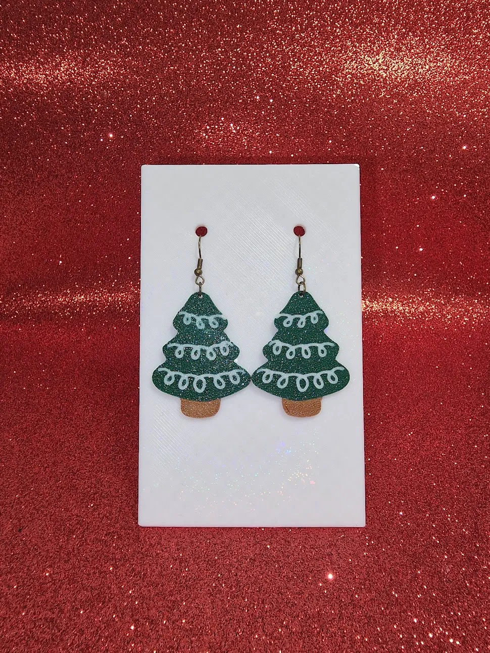 Another simple Christmas tree earrings view 2