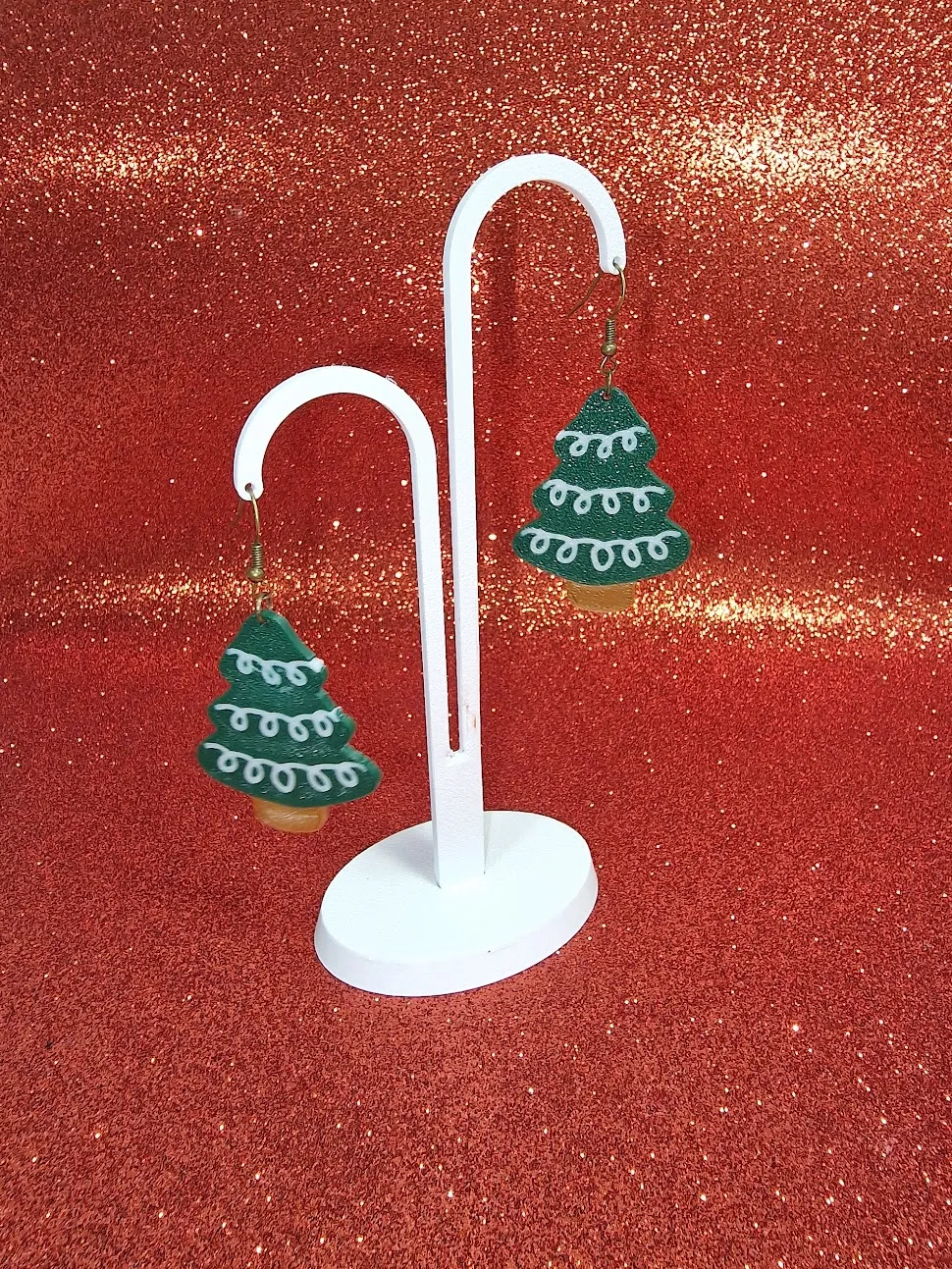 Another simple Christmas tree earrings view 3