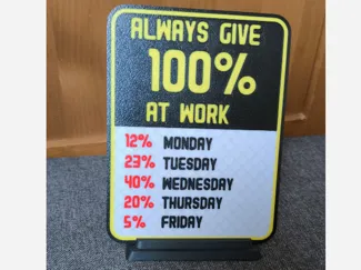 Funny Sign - Always give 100 % at work