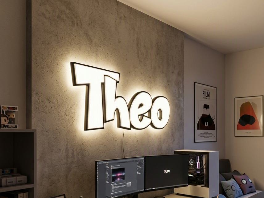 Insegna Led Nome 3D - Custom Lightbox - Theo