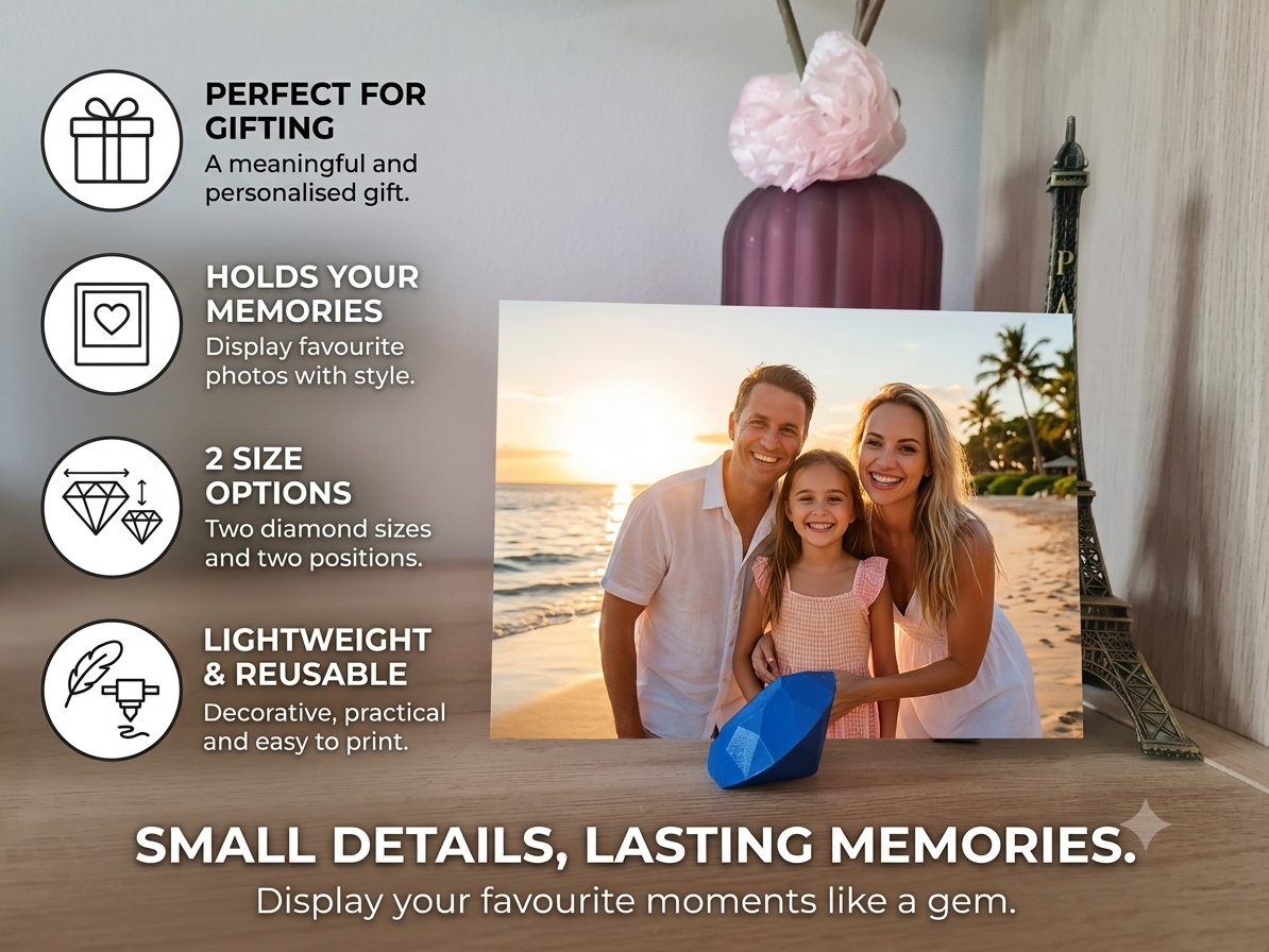 Diamond Photo & Card Stand – 2 Sizes, 2 Positions
