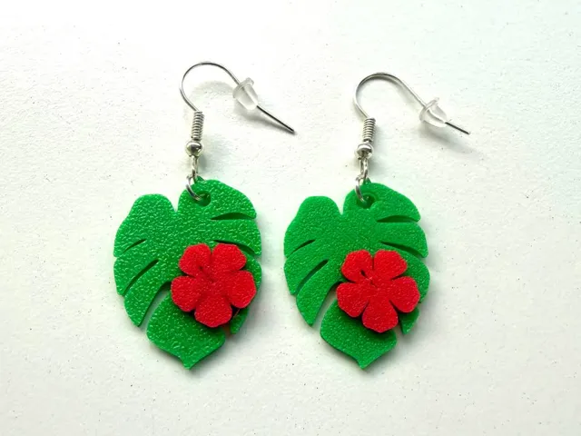 pendientes monstera + hibisco