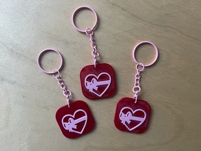 Heart Keychain with Bow