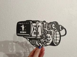 Pip-Boy Line Art Blueprint Style Wall Design