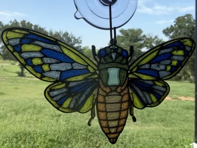 Cicada Suncatcher Wind Spinner — Stained-Glass