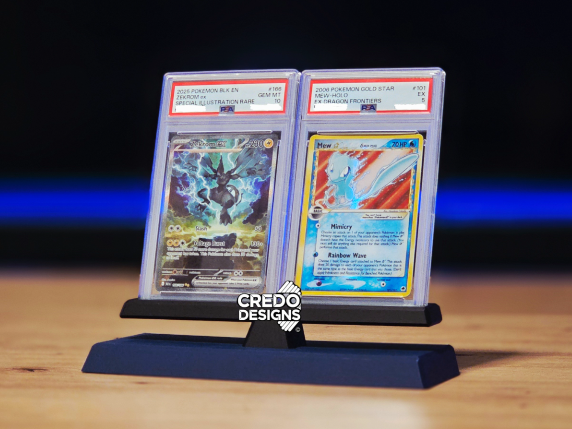 Minimal Dual Pokémon PSA Slab Modern Display Stand