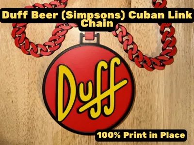 Duff Beer (The Simpsons) Cuban Link Hype Chain