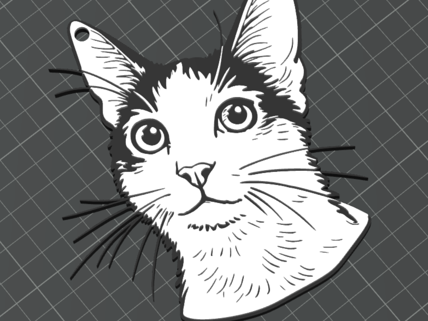 Stylized Cat Portrait - Keychain / Wall Art
