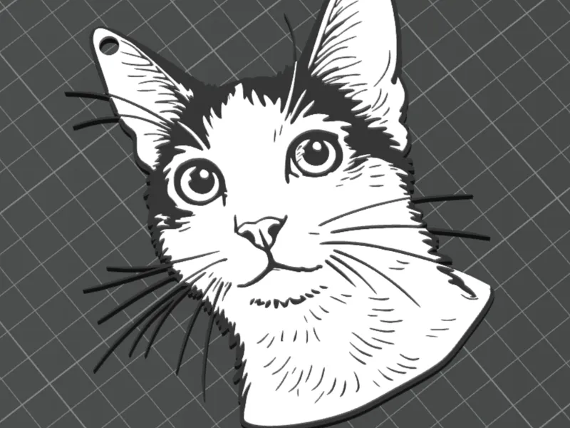 Stylized Cat Portrait - Keychain / Wall Art