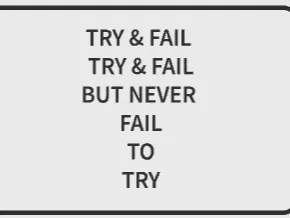 try & fail try & fail but never... (wise words 2)