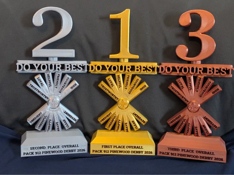 Pinewood Derby Overall Place Trophies