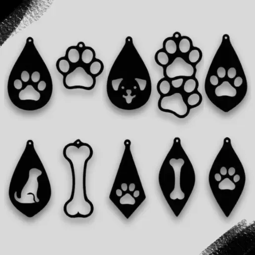 Dog Puppy Earring Pendant Jewelry Keychain Set view 2