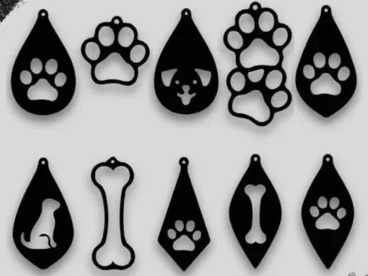 Dog Puppy Earring Pendant Jewelry Keychain Set