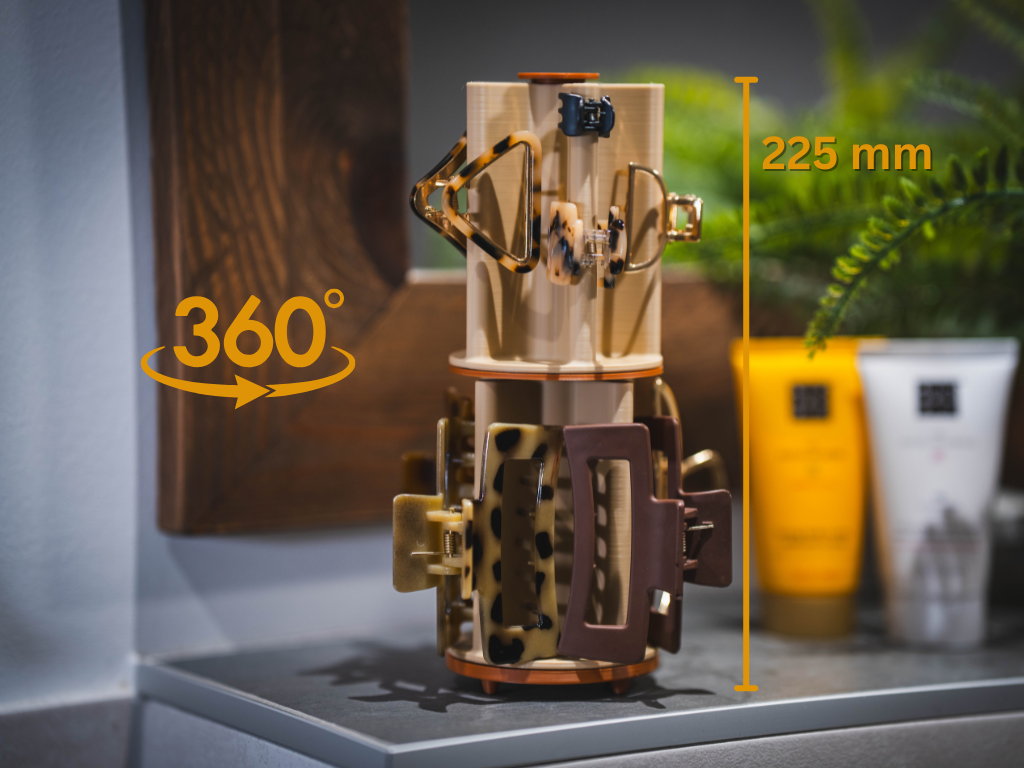 Modular 360° Rotating Hair Claw Clip Organizer
