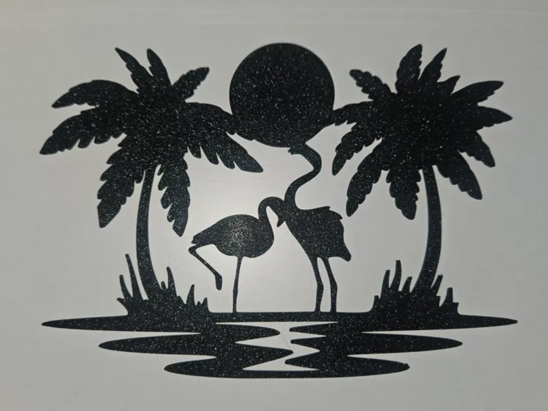 Tropical Flamingo Scene wall decoration