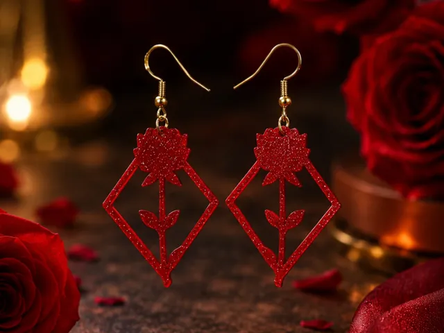 Geometric rose earrings