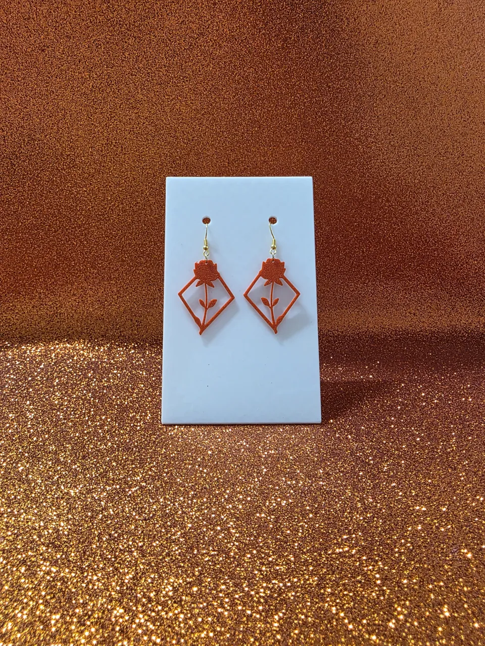 Geometric rose earrings view 2