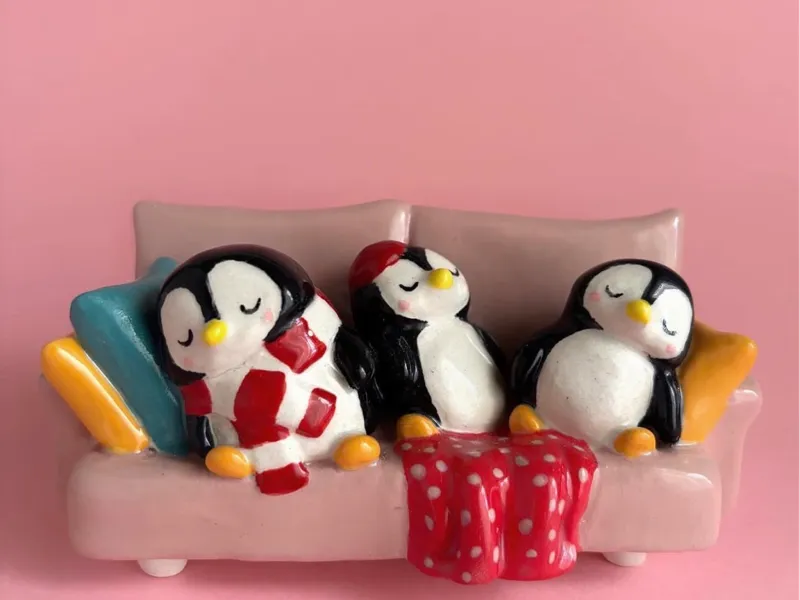 familia de pingüinos para pintar