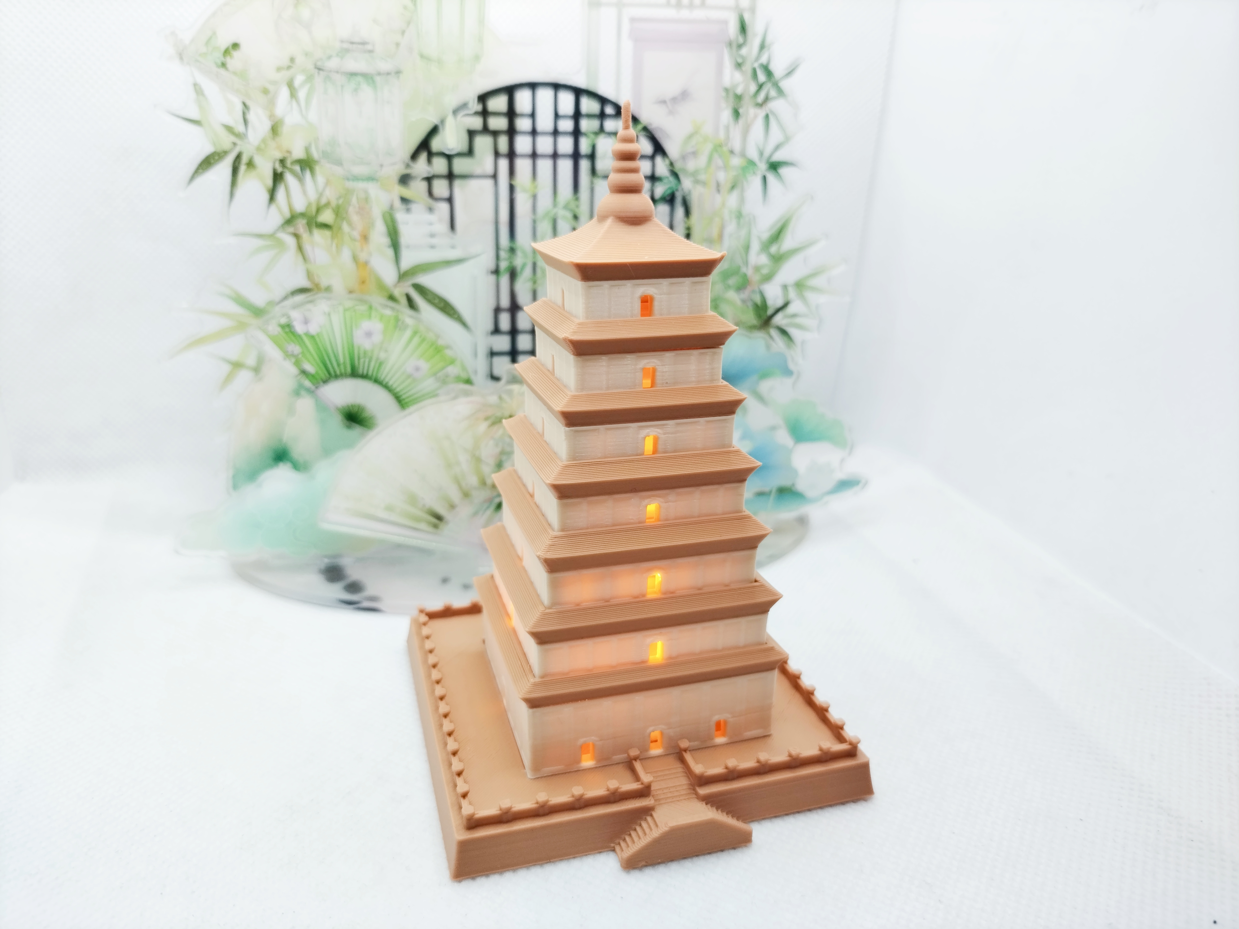 Miniatura 1 do modelo 3D 大雁塔-带底座 -分件组装版 + 一体打印版