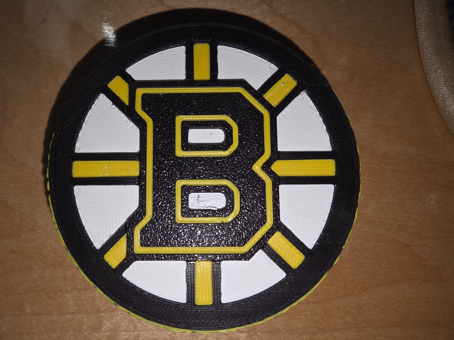 Custom Boston Bruins hockey puck