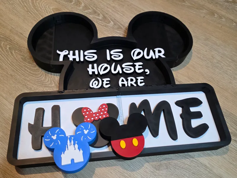 Mickey Home Door Sign with swappable Figures