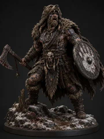 Modelo para impresión 3D: Berserker Oso – Furia del Norte — vista de referencia 2