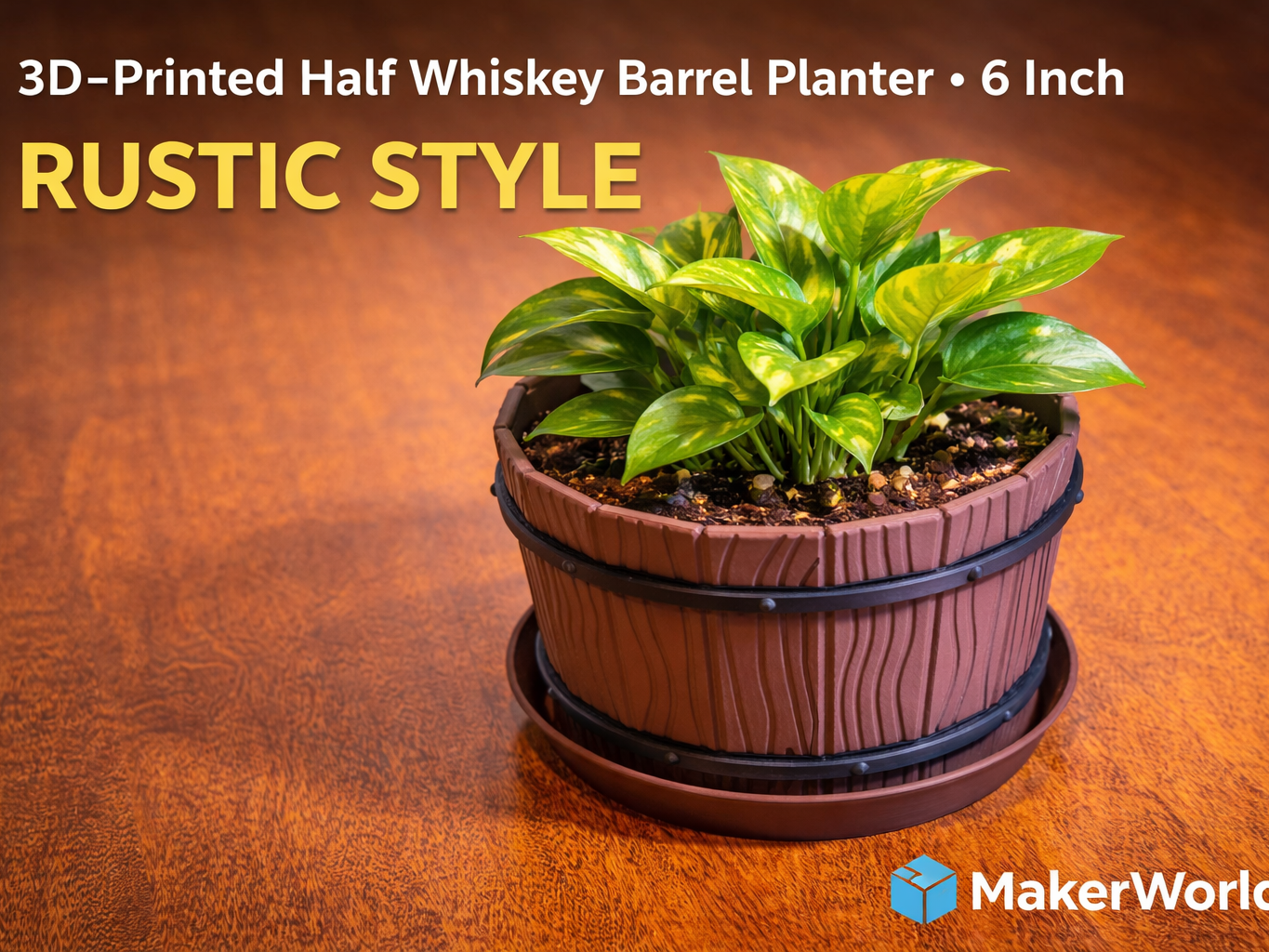 Half Whiskey Barrel Planter – 7” Rustic Style