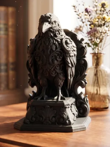 Figura decorativa: Gothic Raven Baroque Poe Statue Bookend — vista de referencia 2