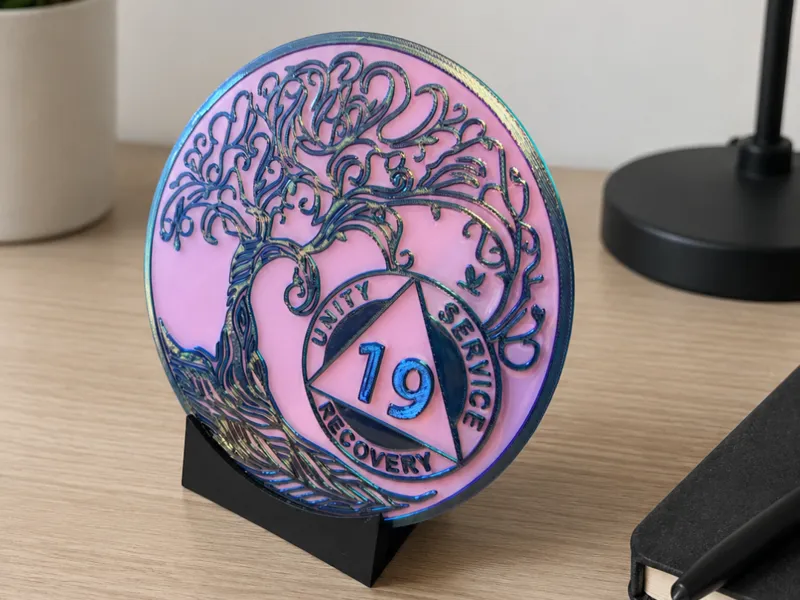 Extra Large AA coin with stand and Editable Year