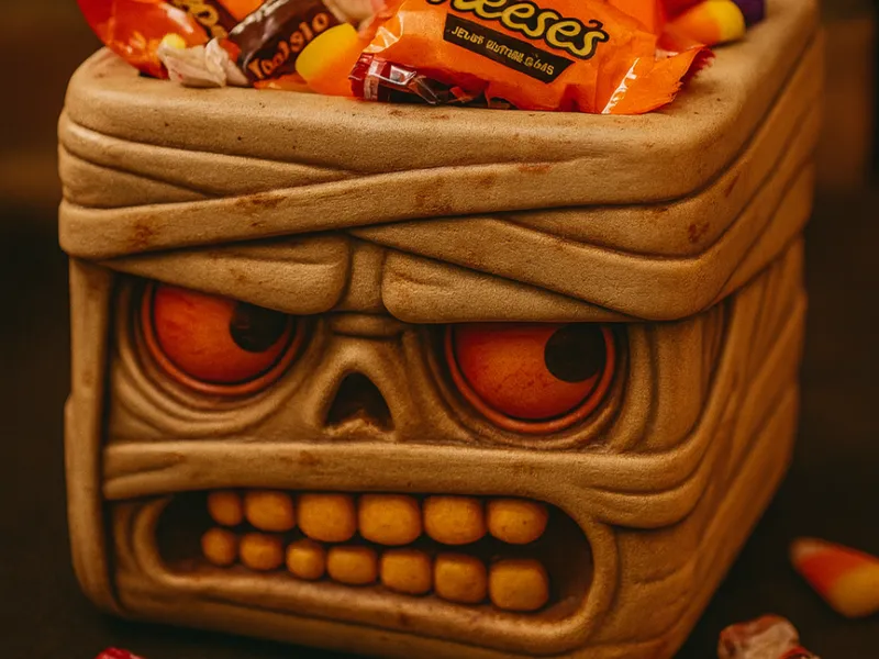 Mummy Halloween Candy Basket /  Holder / Planter