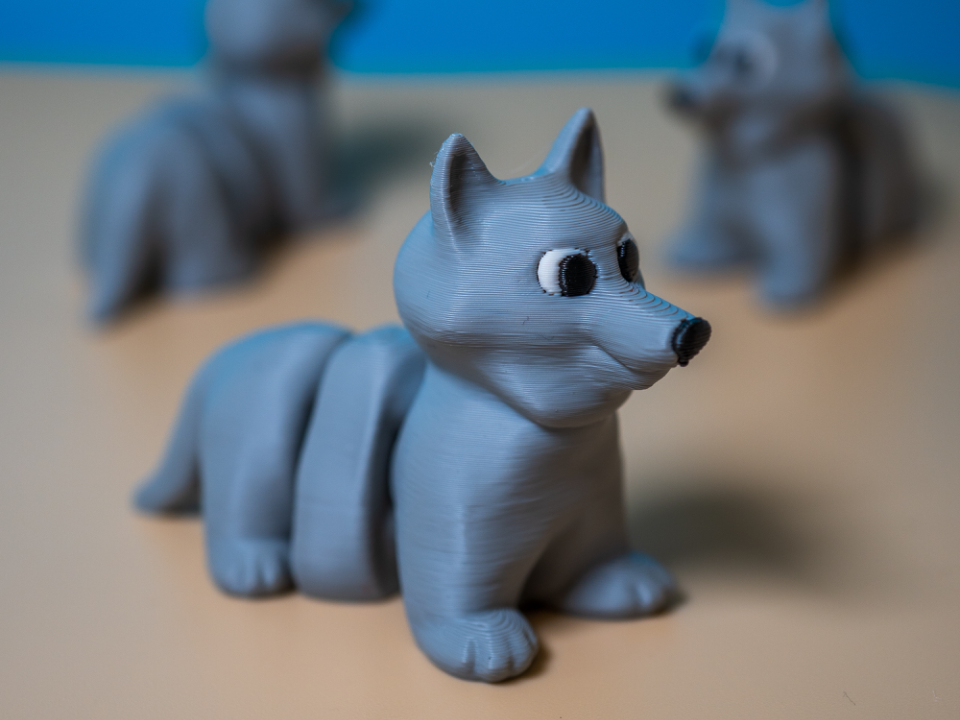 Cute Wolf Flexi Fidget Toy, Print in Place