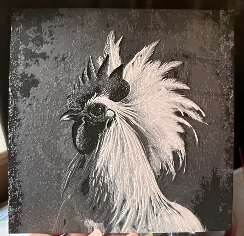 Crested Rooster - Hueforge