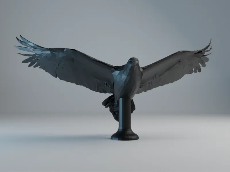 Low Poly Eagle Sculpture – Majestic Wingspan