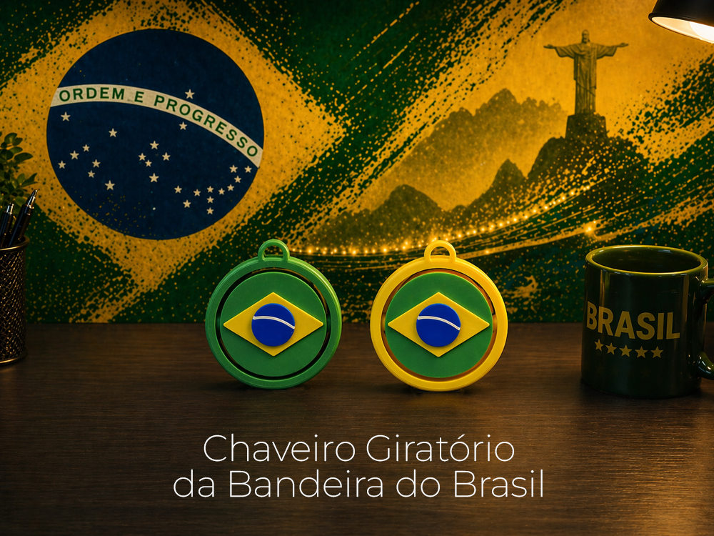 Brasil Flag Spinning Keychain Chaveiro Giratório
