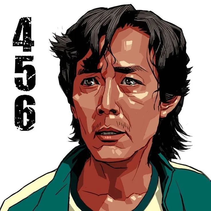 Squid game N 456 Seong Gi-hun portrait