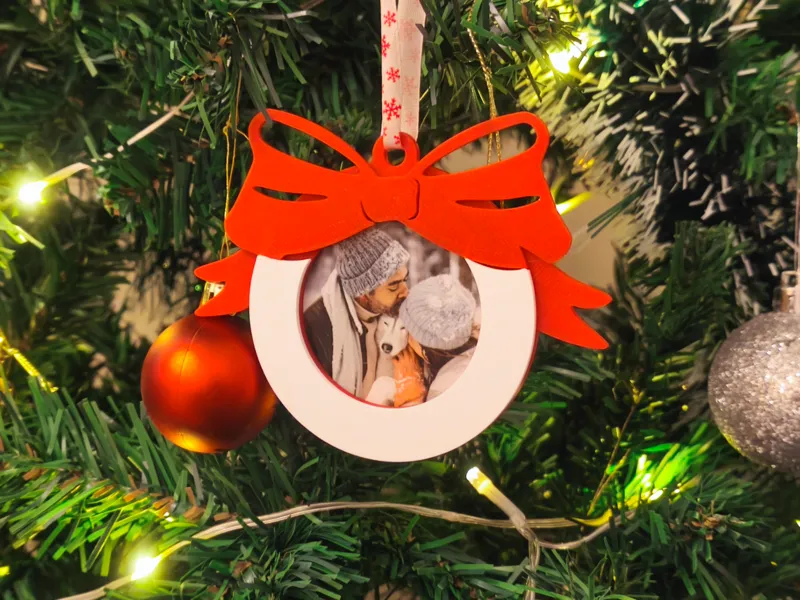Christmas Bow Photo Ornament